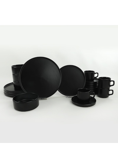Keramika Mat Siyah Stackable Yemek Takımı 20 Parça 4 Kişilik