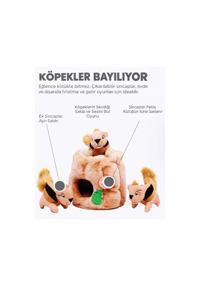 Outward Hound Hide A Squirrel Sincap Yuvası Peluş Köpek Zeka Oyuncağı Small