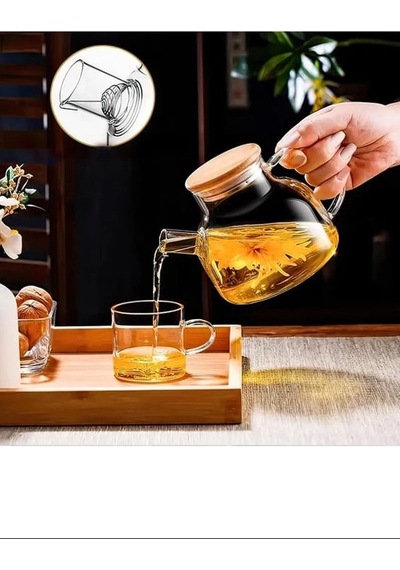 Hubrendy Tedarik Bambu Kapaklı Borosilikat Cam Demlik 1000ml Royaleks-cm-2000 Diğer