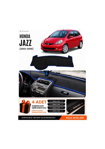 Honda Jazz 2002-2008 Uyumlu Torpido Koruma, Torpido Örtüsü, Torpido Kılıfı - Siyah Mavi