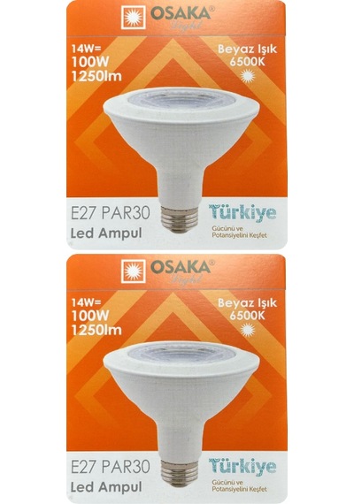 2 Adet Osaka 14w 100w Beyaz Işık 6500k E27 Duylu Kalın Duy Led Par30 Ampul