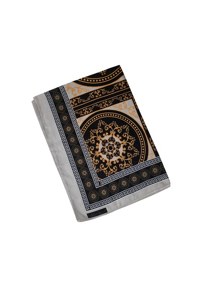 Mim Eşarp Ecenur Soft Pamuk Retro Şal Açık Gri - Siyah