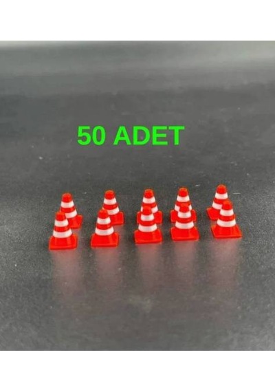 1:64 Ölçek Diaroma Trafik Aksesuarı Dubalar - Turuncu & Beyaz 50 Adet