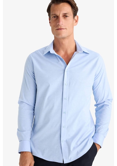 DeFacto Modern Fit Modern Kesim Poplin Düz Pamuk Karışımlı Uzun Kollu Gömlek D3375AX24AUBE177 Mavi DeFacto Modern Fit Modern Kesim Poplin Düz Pamuk Karışımlı Uzun Kollu Gömlek D3375AX24AUBE177 Mavi