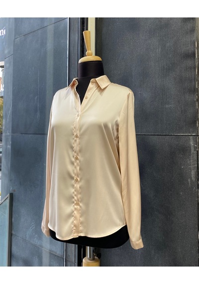 Pera Moda Saten Yüzeyli Fitted Gömlek Taş
