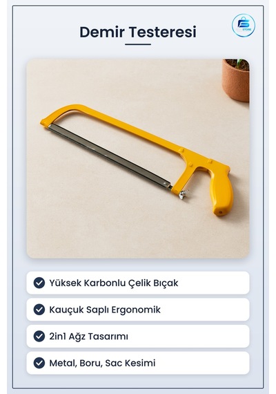 Demir Testeresi 12 İnç 300 Mm 2in1 Metal İskelet Kauçuk Saplı Yük
