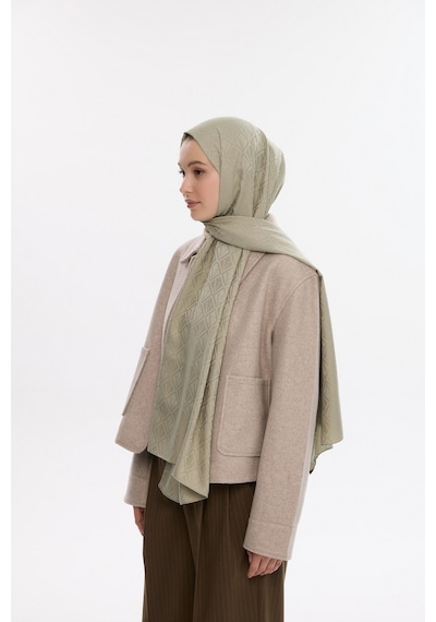Mirsoy Scarf İpeksi Jakar Şal V Desen Yeşil