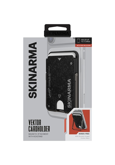 Skinarma Metal Tasarımlı 2 Hazneli Vektor Serisi Magnetik Standlı Kartlık Siyah Siyah
