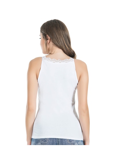 Moon Wear Sıfır Kol Dantelli Kadın Atlet 229 Siyah