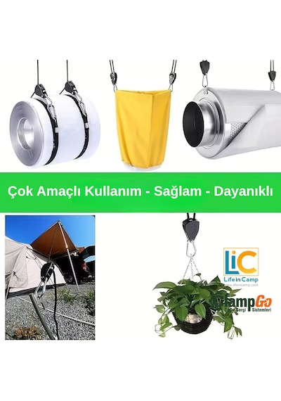 Kamp Çadırı Otomatik Kilitlemeli Ip Gergisi Düğüm Süz Tarp, Yan Tente Ve Branda Sabitleme Sistemi 4 Adet Mavi