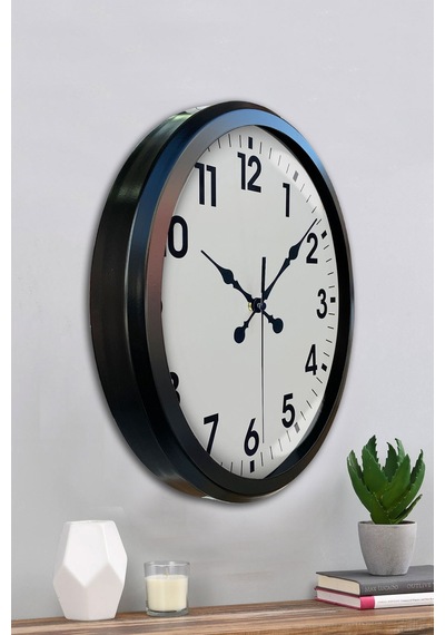 Siyah Klasik 52 Cm Modern Duvar Saati Çok Renkli