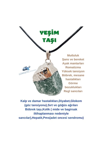 Sertifikalı Ham Yeşim Doğal Taş Kolye Aaa Kalite Zincir Hediyeli Çok REnkli