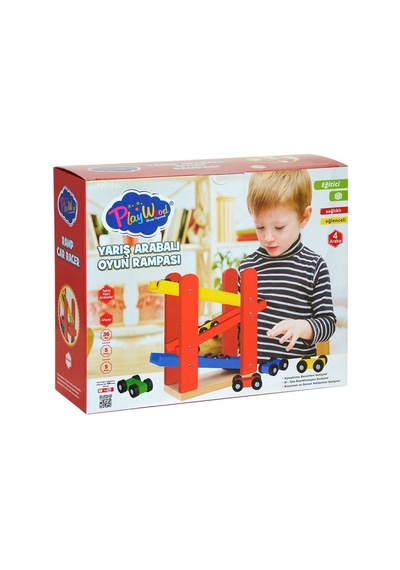Ony-382 Playwood Ahşap Yarış Arabalı Oyun   Rampası-Onyıl