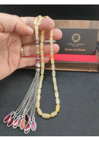 Ahşap Kutulu 475 Ayar Gümüş Püsküllü Kali Ngrad Kaya Damla 8.18 G Açık Gri