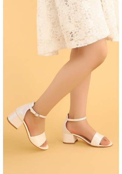 Kiko Kids Kiko 769 Kum Cilt Günlük Kız Çocuk 3 Cm Topuk Sandalet Ayakkabı S Sedef