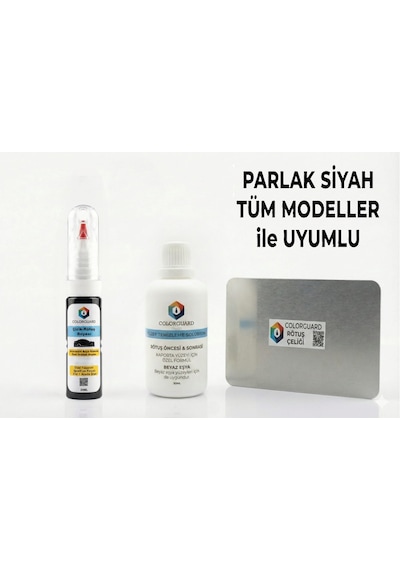 Parlak Siyah Tüm Modeller İle Uyumlu Rötuş Seti - 2 Si 1 Arada İğne Ve Fırça Uçlu Şişe, Solüsyon Ve Rötuş Çeliği