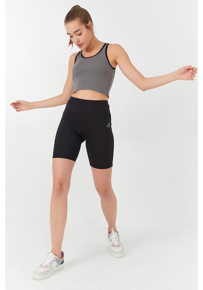 Tommy Life Gri Basic Sıfır Kol Dar Kalıp U Yaka Kadın Crop Top Atlet - 97162 Gri