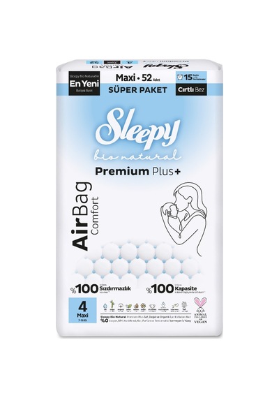 Sleepy Bio Natural Airbag Comfort No 4 Maxi 52'li - 6 Adet Tarı 4 Numara