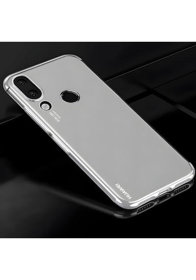 Huawei Honor Play Kılıf Dört Köşeli Lazer Silikon Kılıf Gri