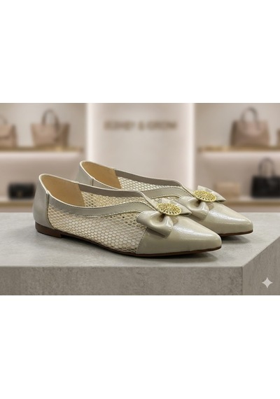 Kindep Shoes Papyon Detaylı Günlük Kadın Babet Ten