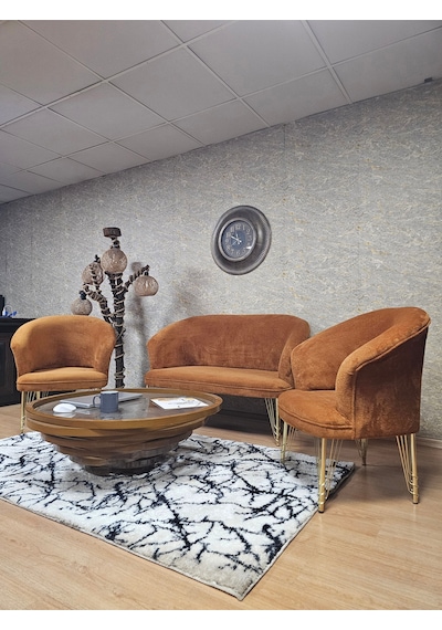 Zafir Teddy Takım Gold Kaplama Telli Ayak Çay Seti Koltuk - Berjer , Balkon, Salon, Ofis Kiremit Zafir Teddy Takım Gold Kaplama Telli Ayak Çay Seti Koltuk - Berjer , Balkon, Salon, Ofis Kiremit