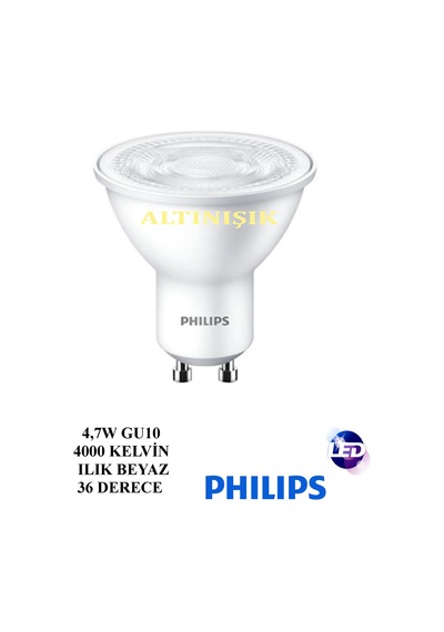 Philips-4.7W-50W Gu10 Essential 4000 Kelvin Ampul