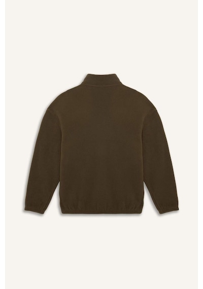 Defacto Boxy Fit Dik Yaka Yarım Fermuarlı Polar Sweatshirt E8632ax25wnkh151 Haki
