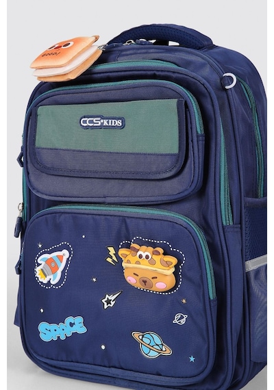 Ççs Kids Premium Okul Çanta Seti 3'lü İlkokul Ortaokul Sırt Çantası Termal Beslenme Çantası Kalemlik Lacivert-yeşil 52016