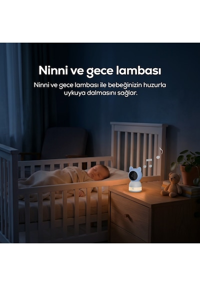 Xenon Smart Bebek Kamerası 3MP 5" Lcd Monitör - Mobil Kontrol - Ninni - Hareket Algılama, Gece Görüş Mavi-x7202 - Mavi