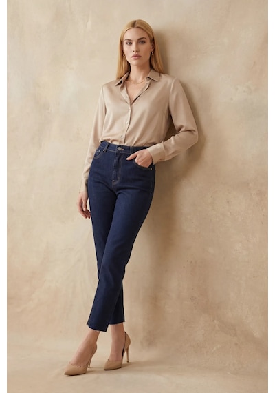 Hiccup My Fashıon Yüksek Bel Dar Kesim Skinny Kot Pantolon Lacivert 03