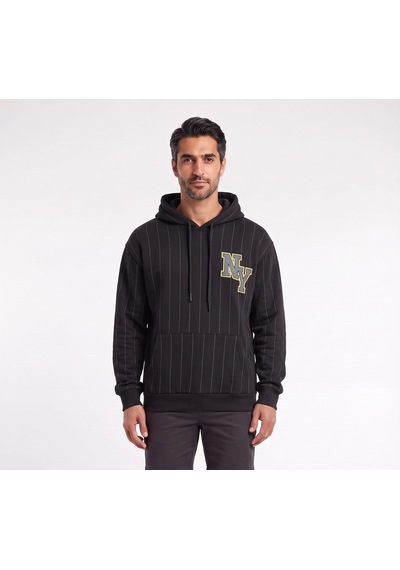 Blow Up Ny Baskılı Çizgili Kapüşonlu Siyah Erkek Sweatshirt 11998