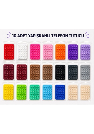 İphone 13 Pro Uyumlu Silikon Vakumlu Telefon Tutucu, Kaymaz 10 Adet