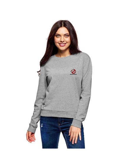 Ghostbusters Rock Metal Baskılı Gri Kadın Sweatshirt