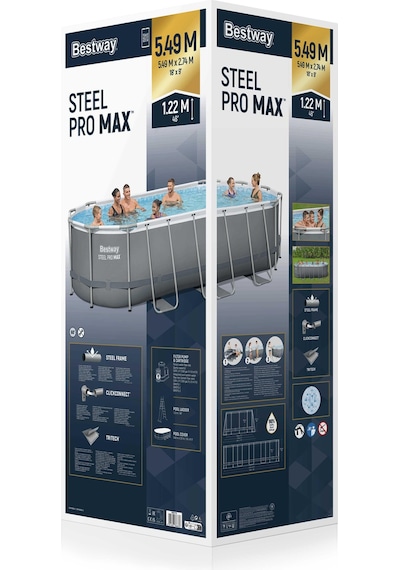 Bestway 56710 Power Steel Prefabrik Yer Üstü Havuz Seti 5,49 M X 2,74 M X 1,22 M
