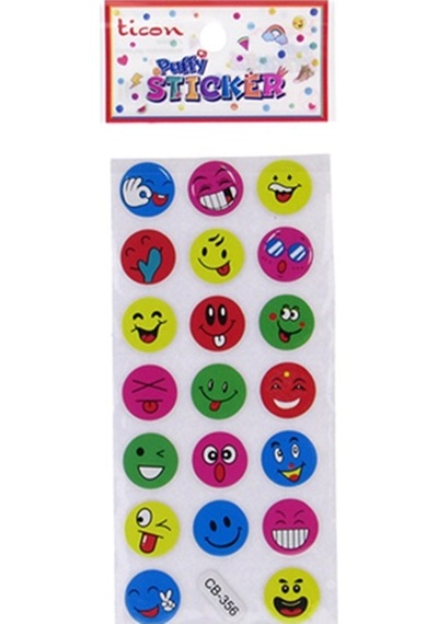 Ticon Sticker Gülen Yüz Renkli - 6 Adet