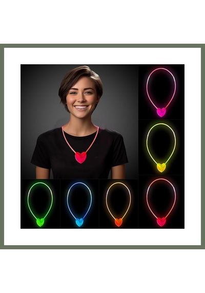 Bezos Karanlıkta Yanan Glow Kalp Şekilli Kolye 6 Renk 6 Adet Bezos1 Diğer