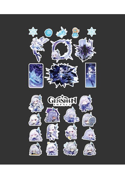 Skirk-genshin İmpact 2 Li Sticker Set Parlak Kağıt Oyun Karakteri Skirk Telefonçıkartmaları Süsleme Etiketi Mor