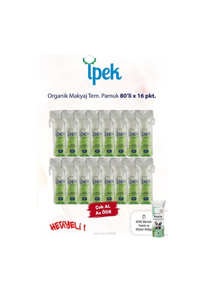 İpek Organik 16 Pkt X 80'li Makyaj Tem. Pamuğu Ve Rosie