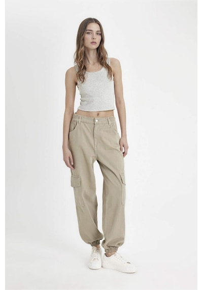 DeFacto Coool Gabardin Jogger Pantolon Normal Bel Basic Düz Kargo Cepli B0454AX24AUKH419