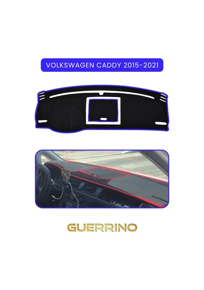 Volkswagen Caddy 2015-2021 Torpido Koruma Halısı Mavi Kenar