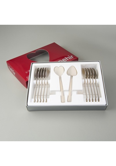Nehirr Can Canan 12'li Çay Kaşığı - Gri - 10,5 Cm Çok Renkli