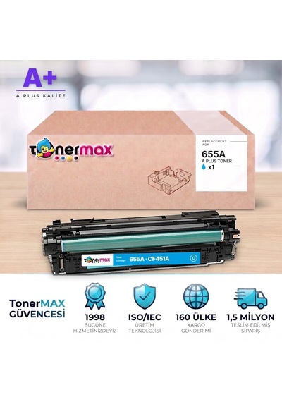 Hp 655a Cf451a Mavi Uyumlu Toner A Plus / Color Laserjet Enterprise M652 / M653 / Mfp M681 / M682