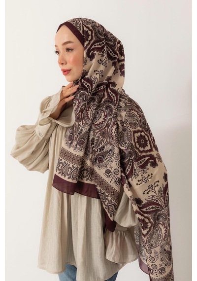 Mimiyum Soft Şal Klasik Etnik Desen Bordo