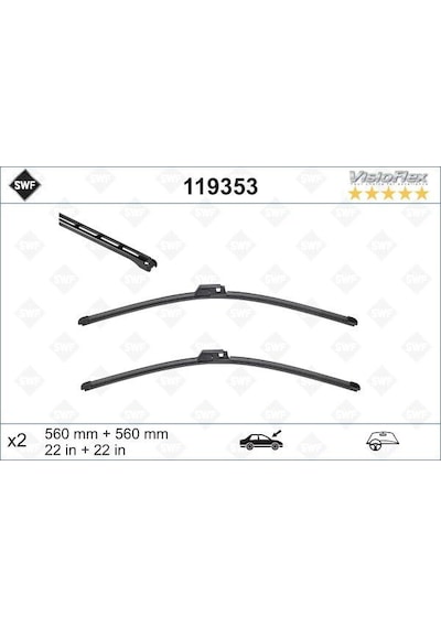 Valeo 119353 Silecek Süpürgesi Takımı 560mm / 560mm Mercedes W203 Cl203 S203 C209 A209 . Audı A4 Swf A2038207000-4b1955425b 1 Takım
