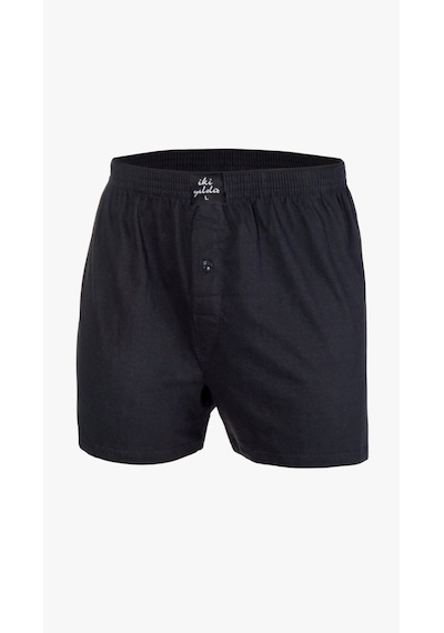 İki Yıldız Erkek %100 Pamuk Penye Boxer 6'lı Paket 12030 Siyah
