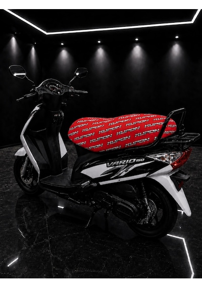 Kupon Kırmızı Desenli Motorsiklet Sele Kılıfı 1.kalite Likrali Penye Yıkanabilir