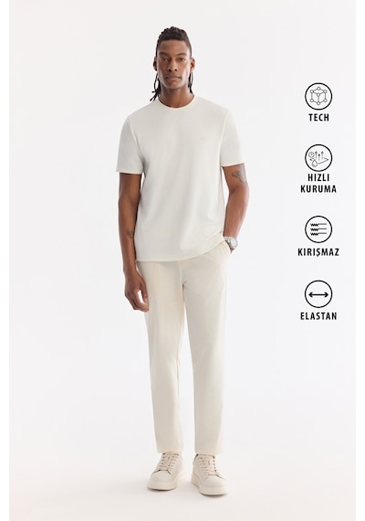 Avva Erkek Kırık Beyaz Yanı Lastikli Kırışmaz Teknik Kumaş Slim Fit Chino Pantolon A61y3077