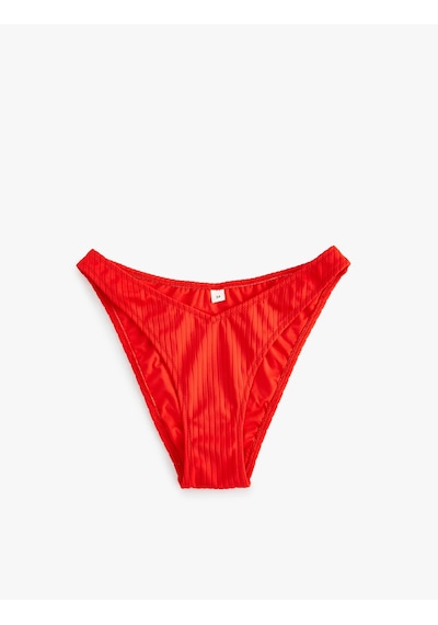 Koton Dokulu Brazilian Bikini Altı Asimetrik Bel Kırmızı 4sak00098mm Kırmızı