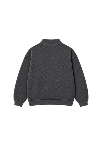 Brz Collection Unisex Oversize Yarım Fermuarlı Dik Yaka Desenli Oversize Sweatshirt Antrasit
