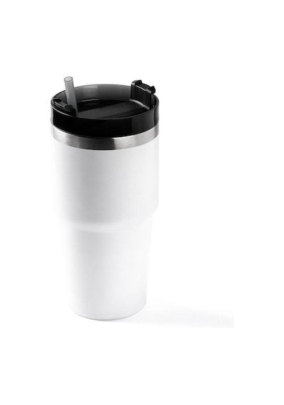 Tantitoni Beyaz Paslanmaz Çelik Pipetli Termos Bardak 600ml Beyaz